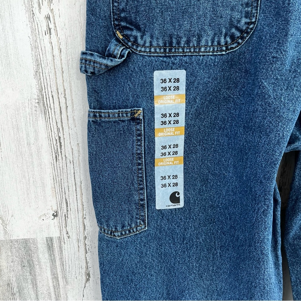 Carhartt Men’s Loose Original Fit Dungaree Work Denim Jeans Size 36X28 NWT - Picture 6 of 9